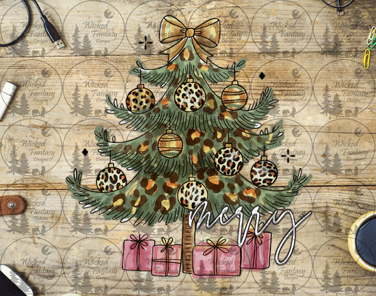 UVDTF Merry Leopard Print Christmas Tree