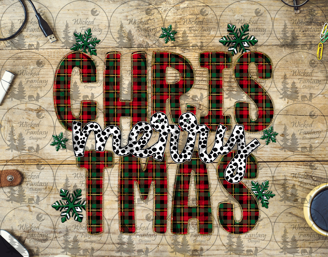 UVDTF Merry Christmas Plaid and Polka Dots