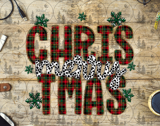 UVDTF Merry Christmas Plaid and Polka Dots