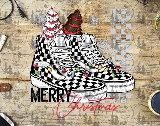 UVDTF Merry Christmas Checkered Shoes