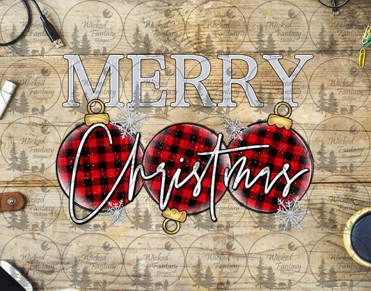 UVDTF Merry Christmas Plaid Ornaments