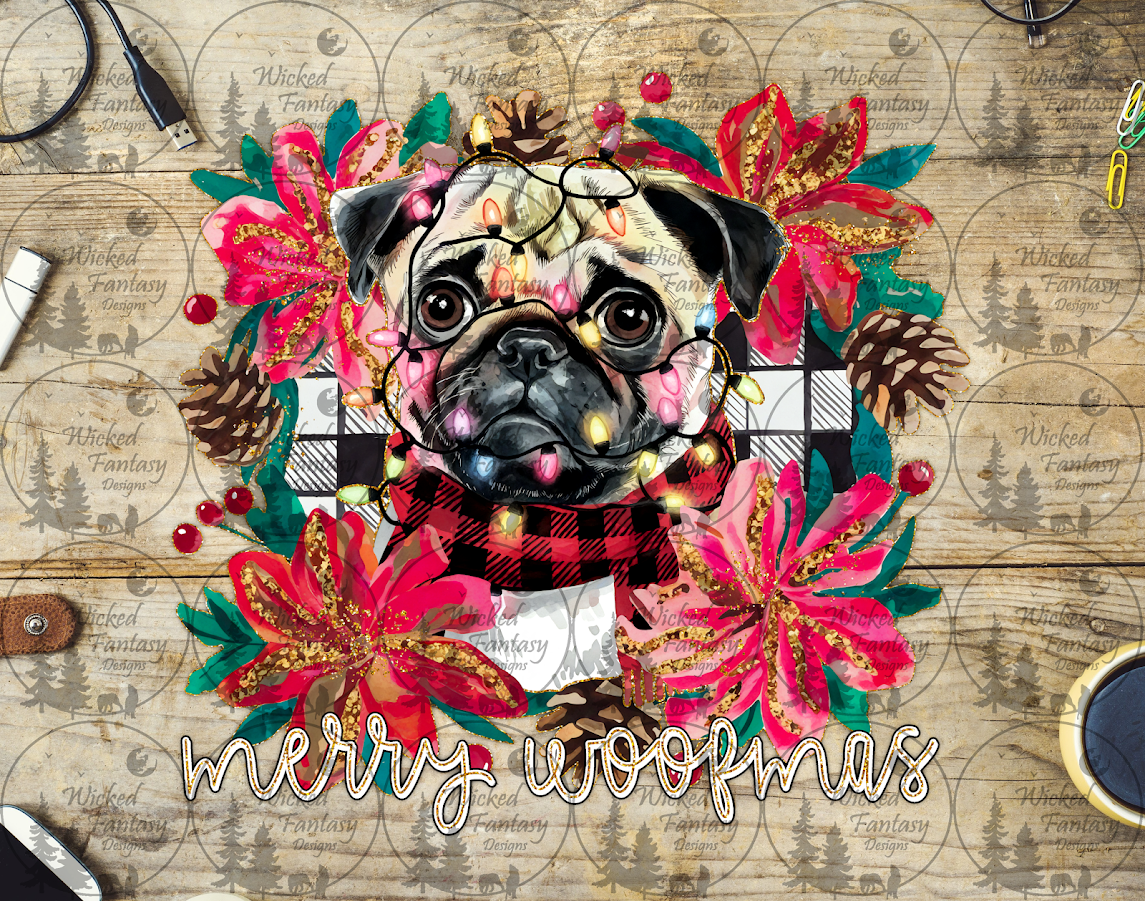 UVDTF Merry Woofmas Pug