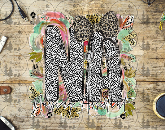 UVDTF Nursing Assistant Floral Dalmatian Dots
