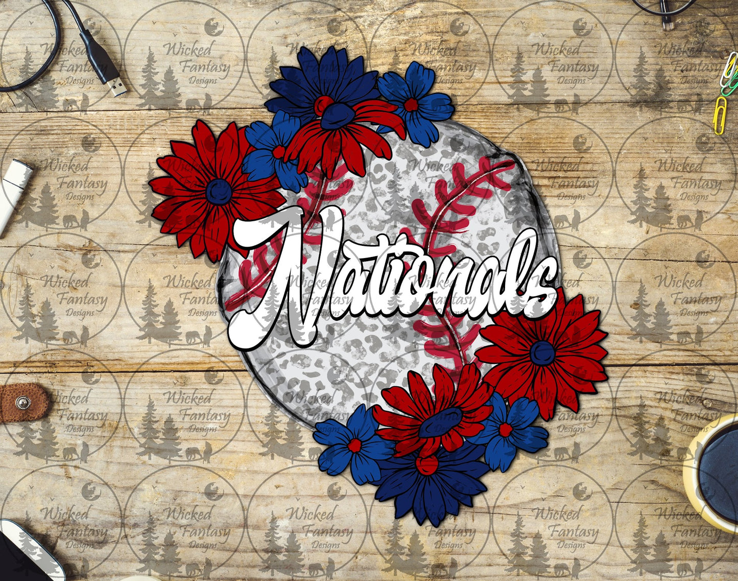 UVDTF Baseball Leopard Floral Nat
