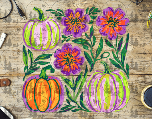 UVDTF Purple and Greens Pumpkin and Florals