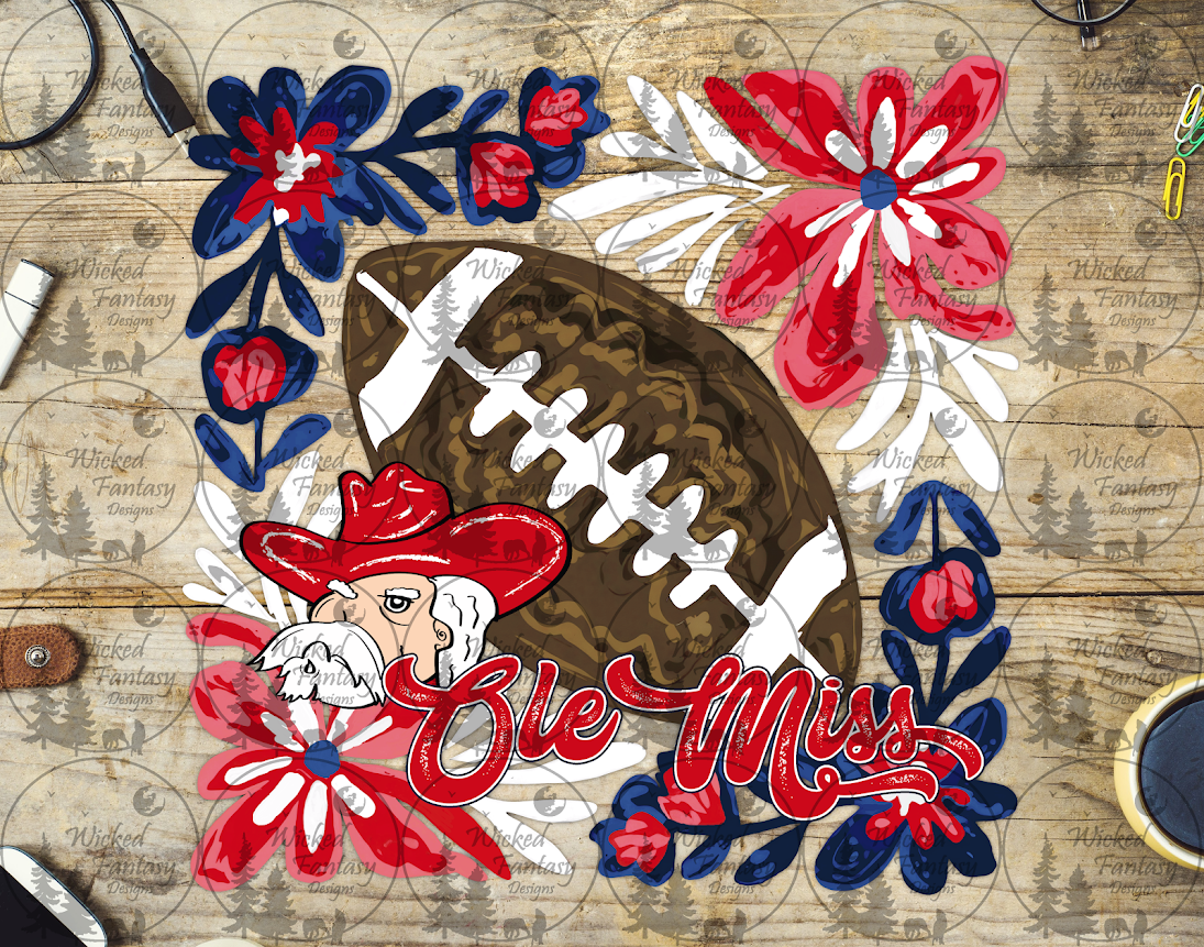 UVDTF Floral Football Ole Miss