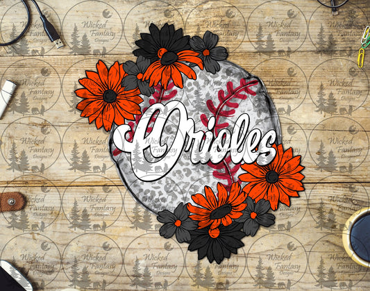 UVDTF Baseball Leopard Floral Orioles