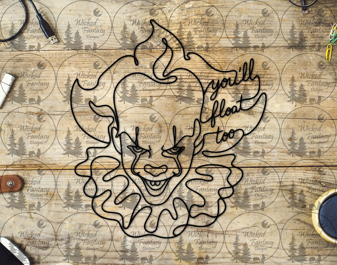 UVDTF Line Art Creepy Clown