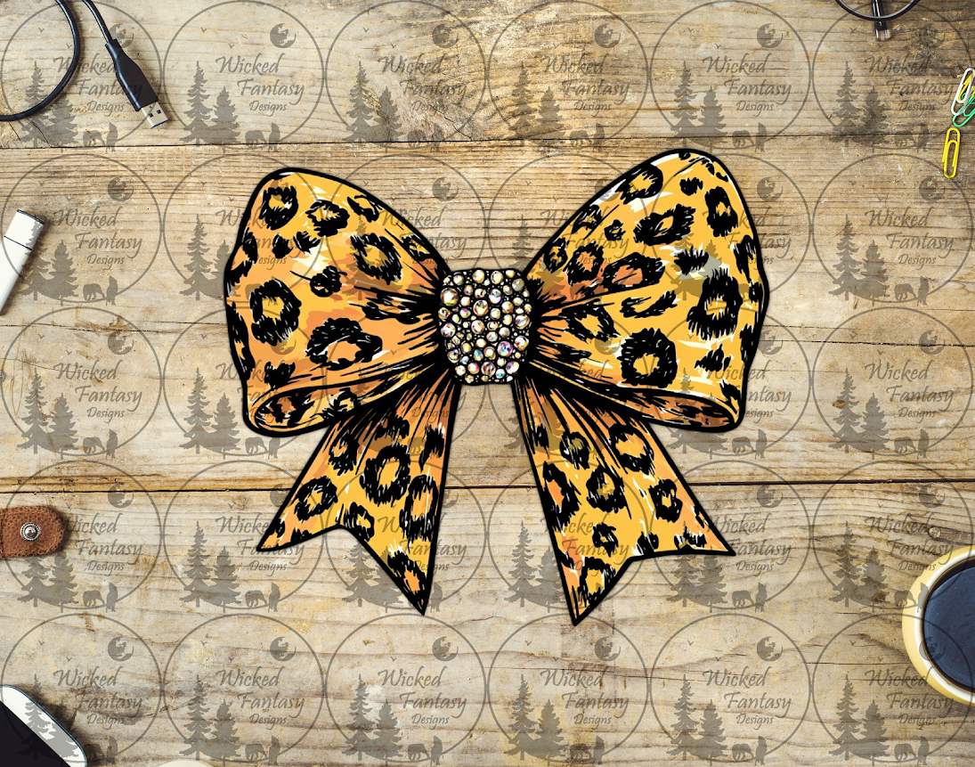 UVDTF Yellow Leopard Bow