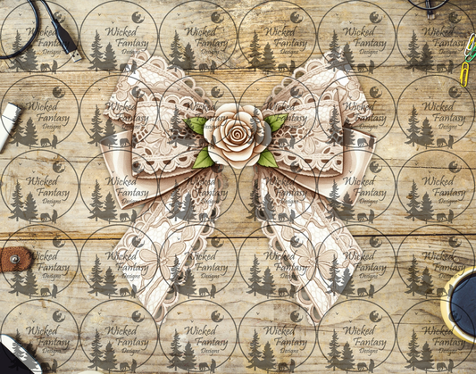 UVDTF Ivory Lace bow with Rose