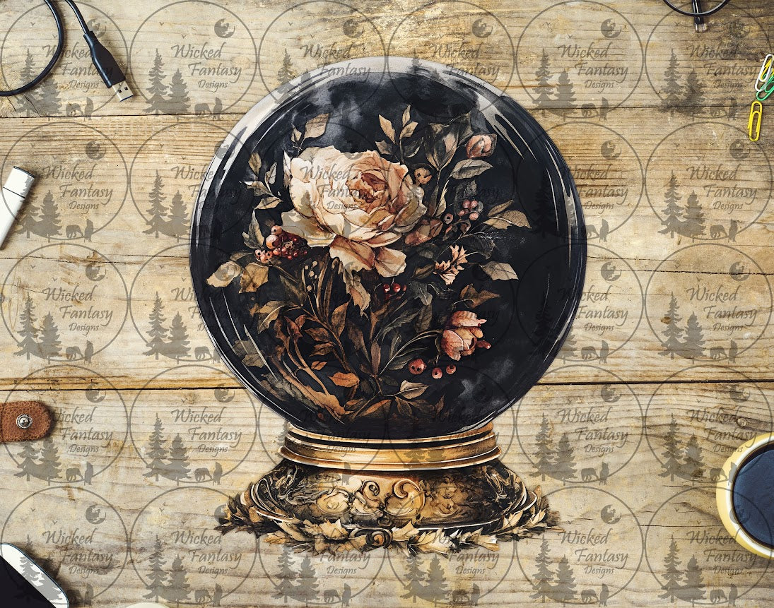UVDTF Black Crystal Ball with Rose
