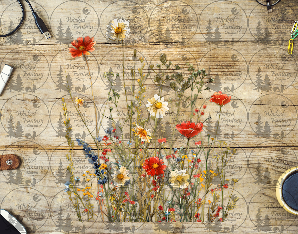 UVDTF Red Poppies and Wildflowers