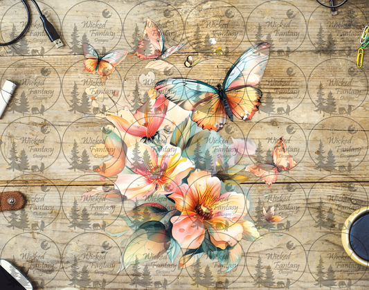 UVDTF Peach Butterflies