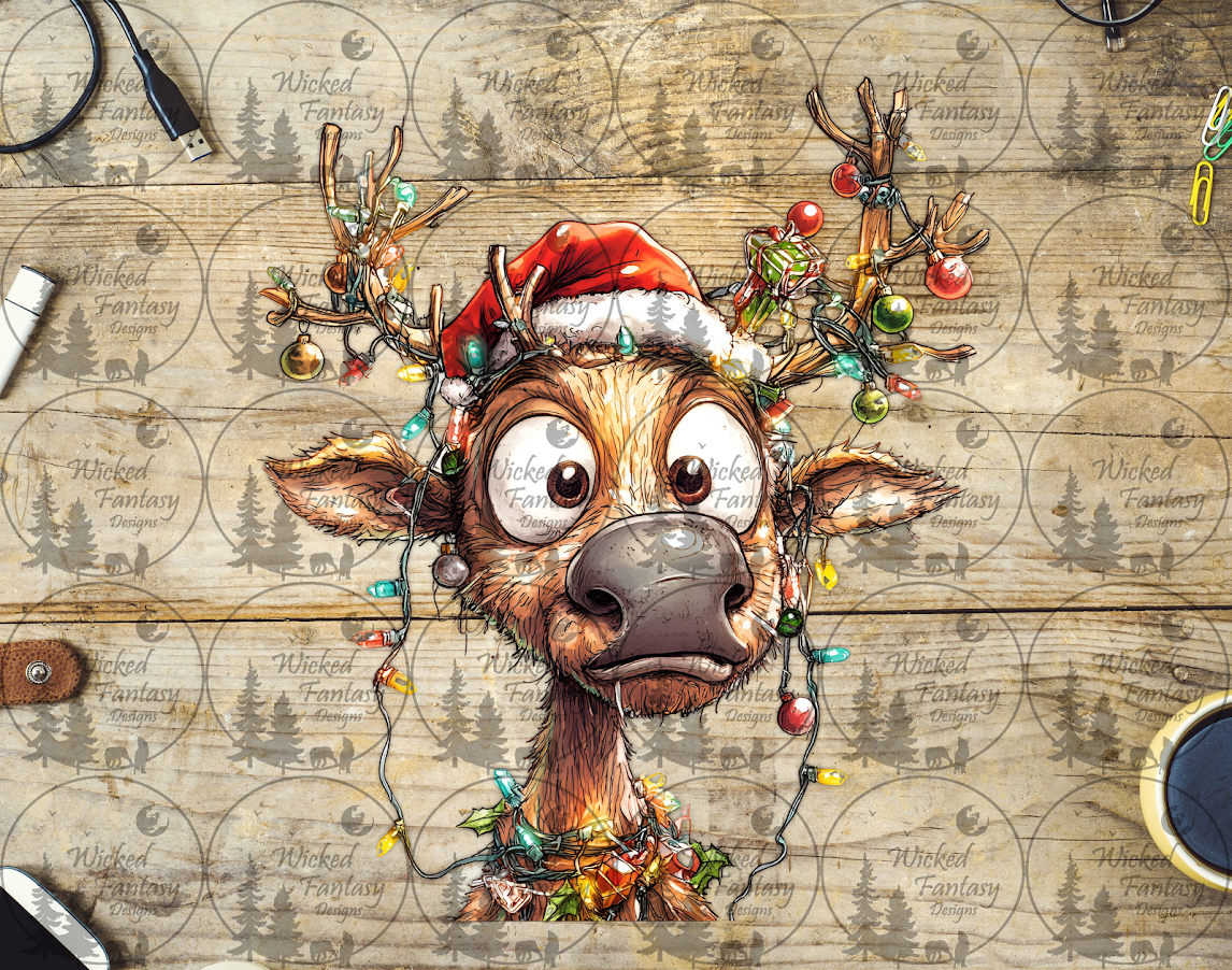 UVDTF Stunned Reindeer Wrapped In Christmas Lights