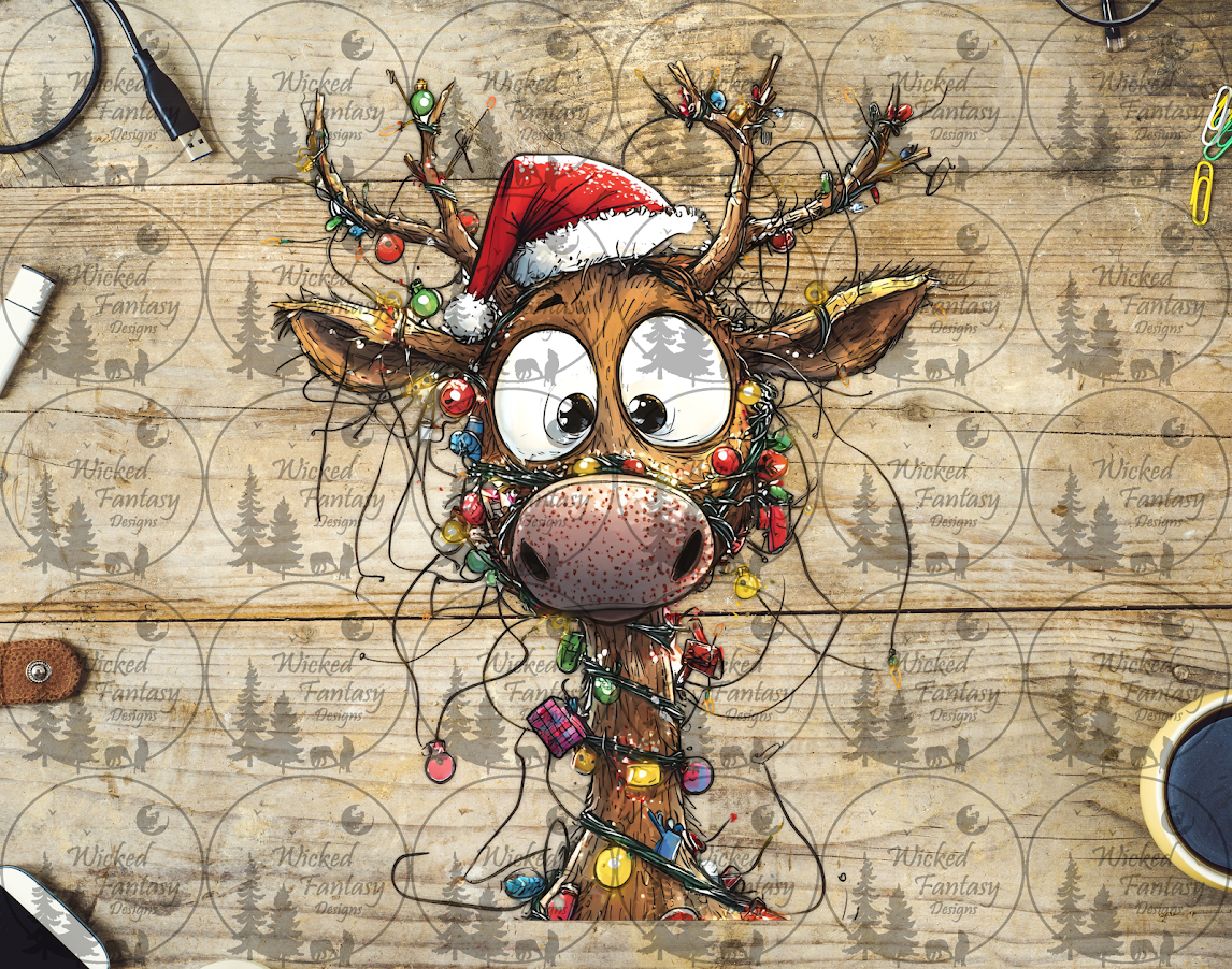 UVDTF Reindeer Wrapped In Christmas Lights