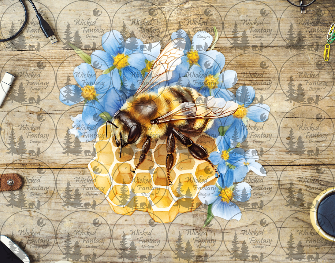UVDTF Honeycomb Blue Florals – Wicked Fantasy Designs