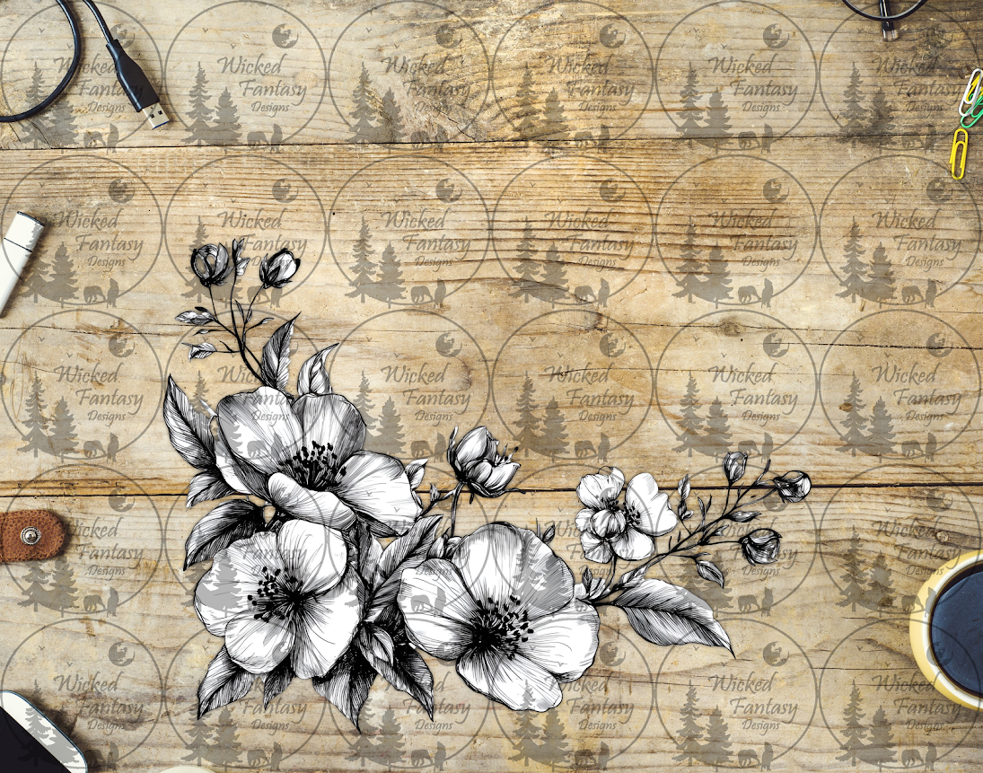 UVDTF Black and White Floral