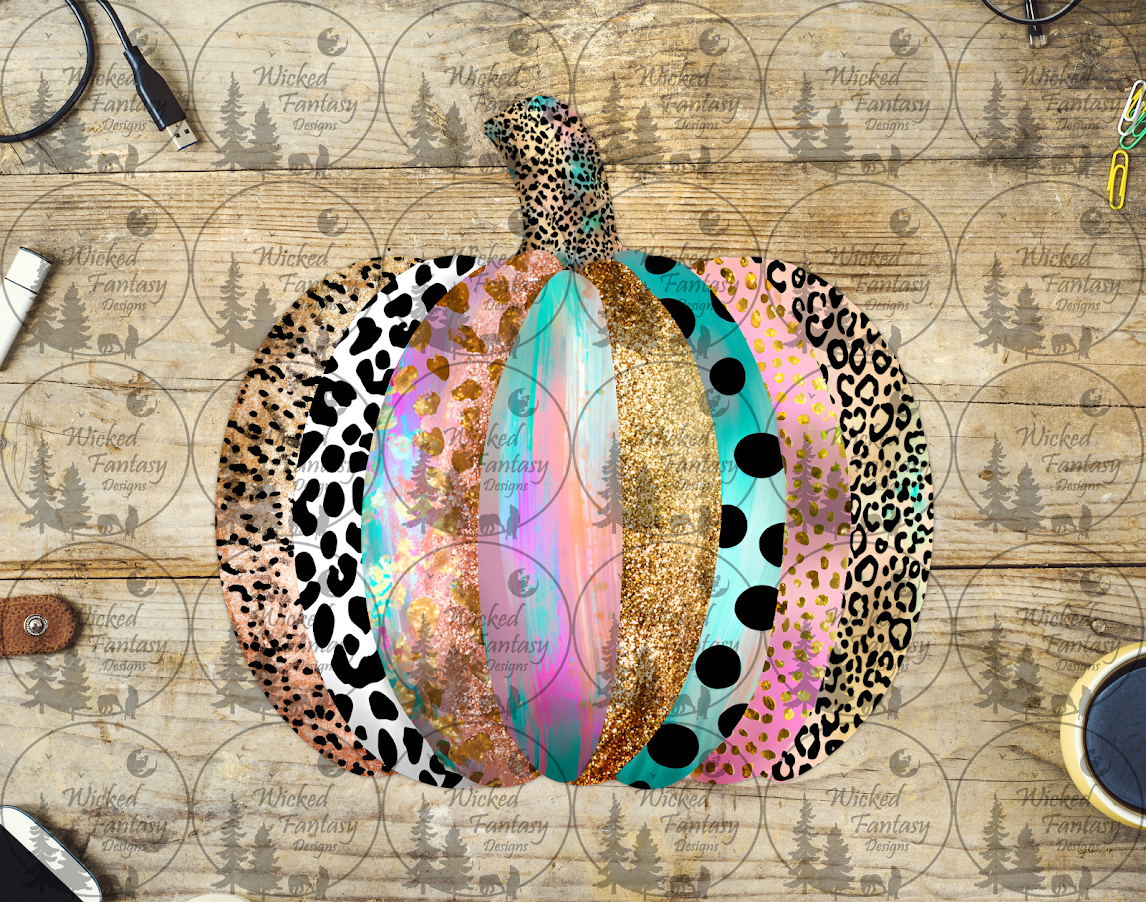 UVDTF Colorful Grunge Leopard Print Spotted Pumpkin