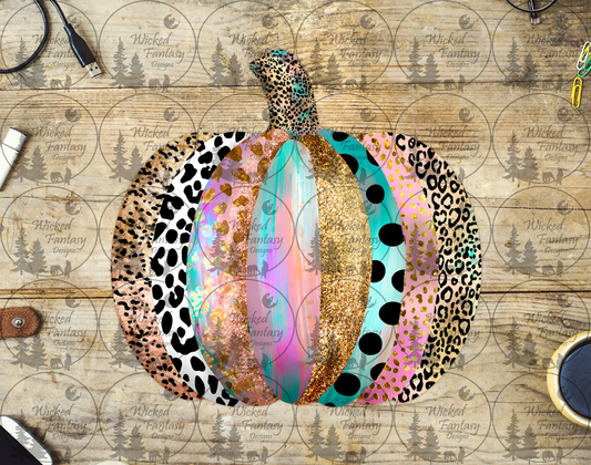 UVDTF Colorful Grunge Leopard Print Spotted Pumpkin