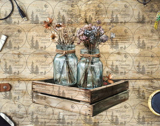 UVDTF Mason Jars and Baby's Breath