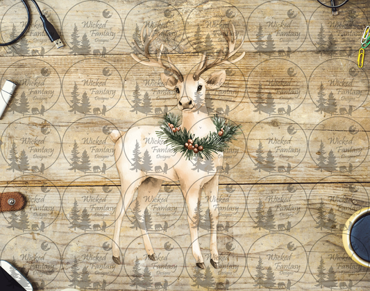UVDTF White Reindeer with Wreath