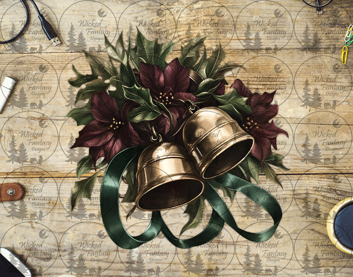 UVDTF Burdundy Poinsettia with Bells