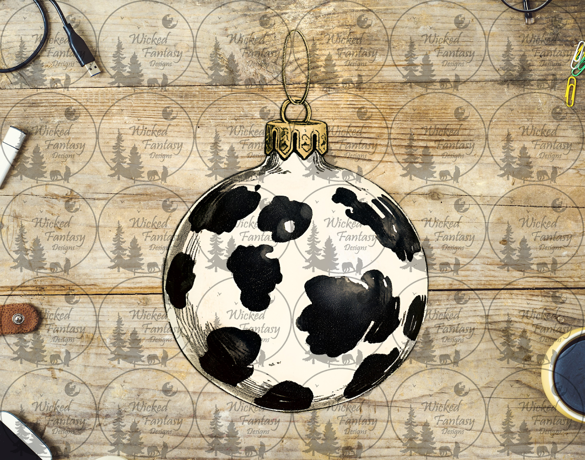 UVDTF Cow Print Ornament with Golden Top