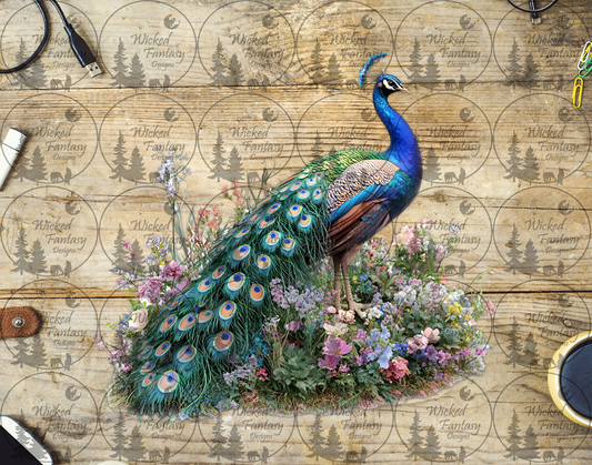 UVDTF Peacock and Flowers