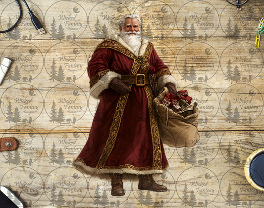 UVDTF Traditional Santa with Burgundy and Gold Coat