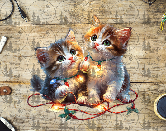 UVDTF Kittens in Christmas Lights