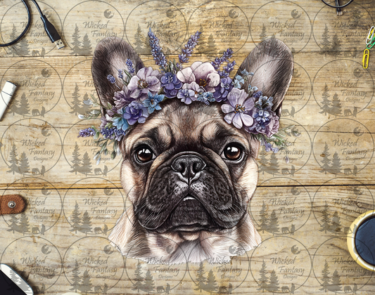 UVDTF Cute Dog with Purple Flowers