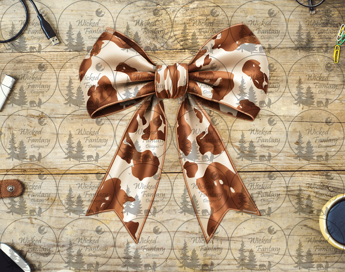 UVDTF Brown and White Cow Print Bow