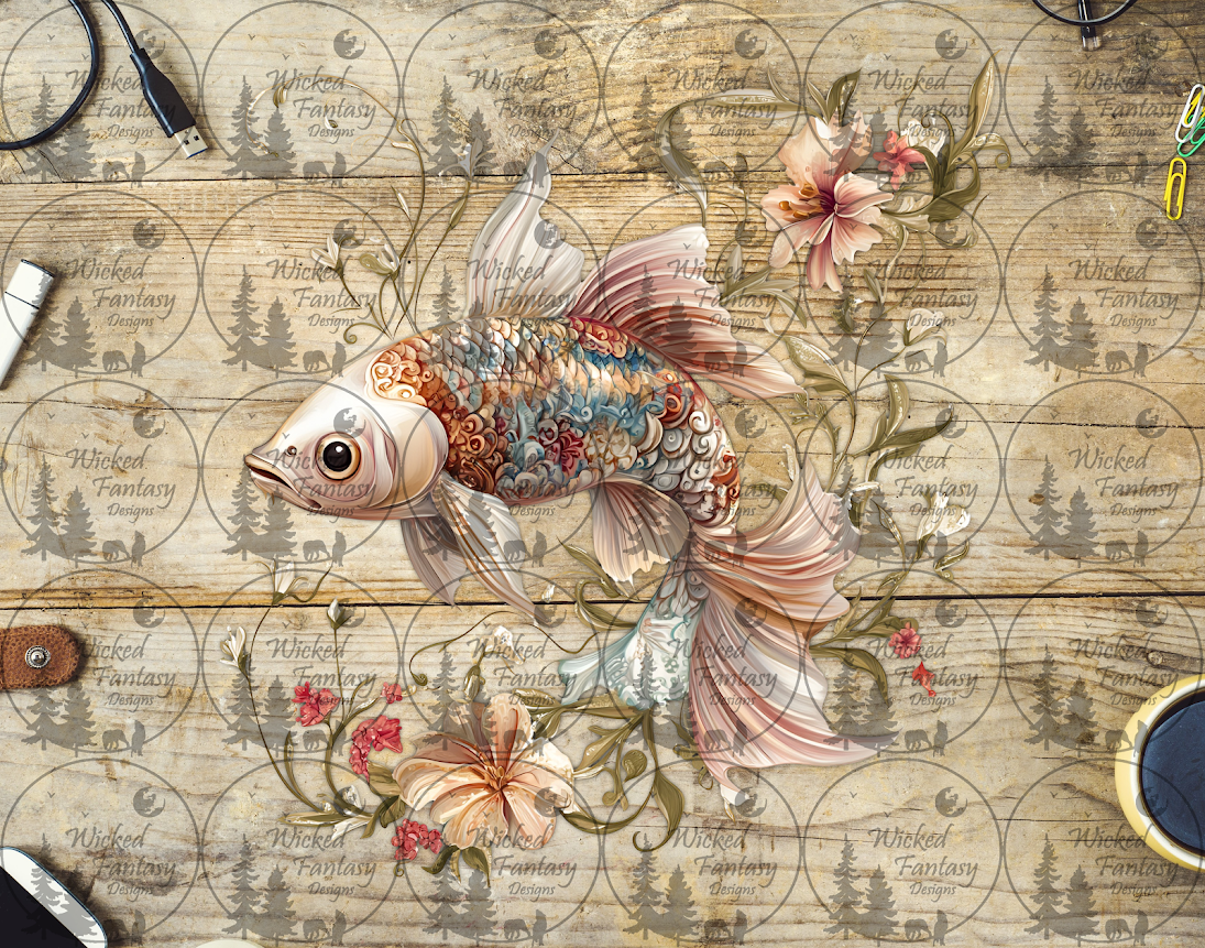 Wicked Fish Design UVDTF Ivory Fish in Flowers – Wicked Fantasy Designs