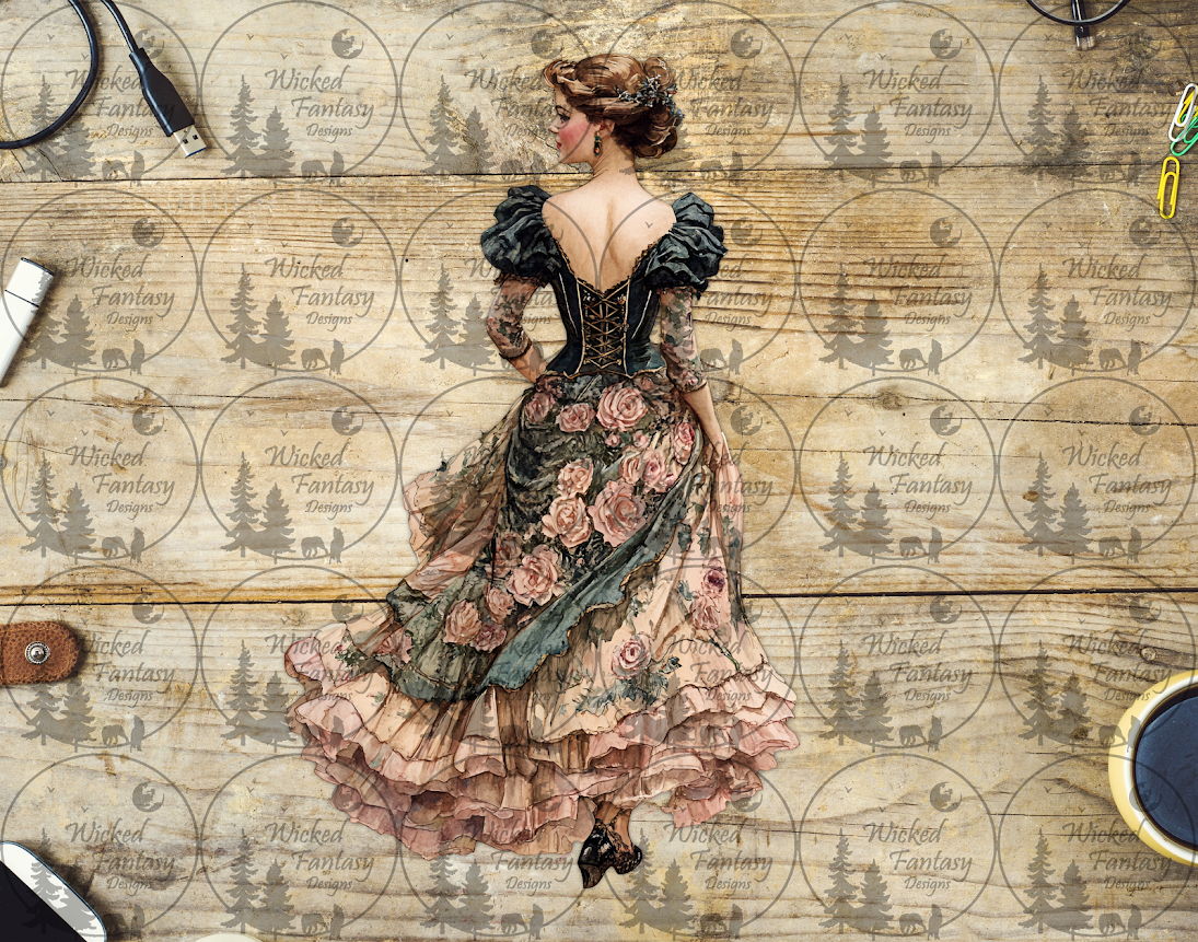 UVDTF Floral Victorian Woman