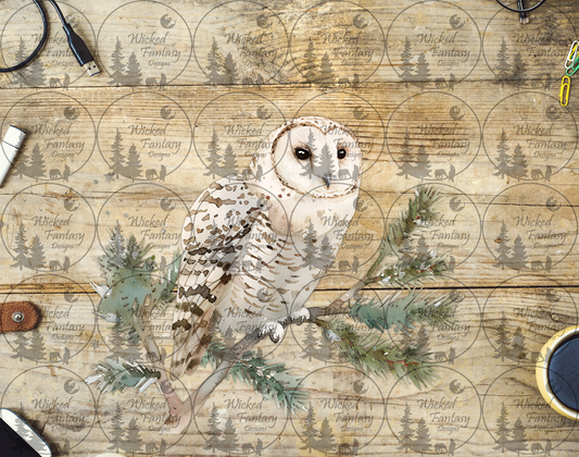 UVDTF Snowy Owl on Evergreen Bough