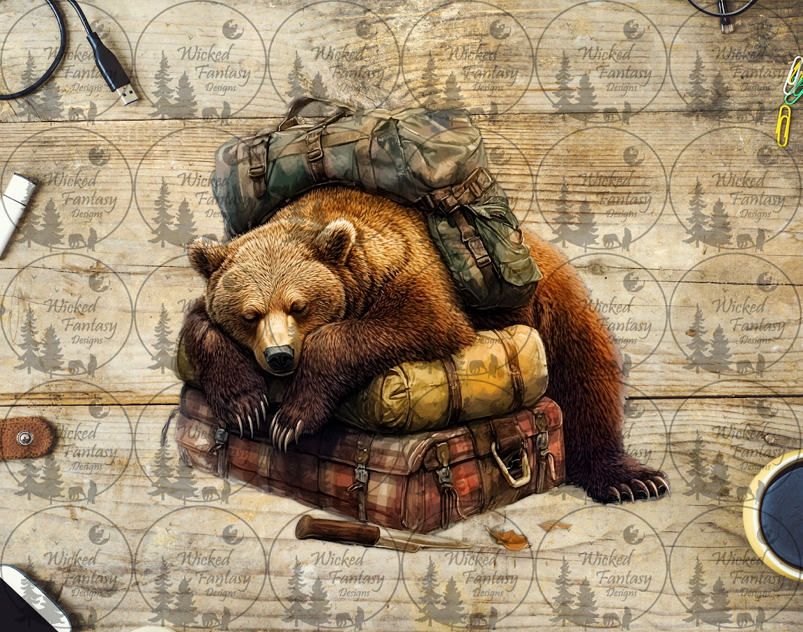 UVDTF Bear Sleeping on Gear