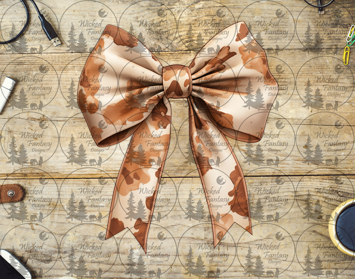 UVDTF Brown Cow Print Bow