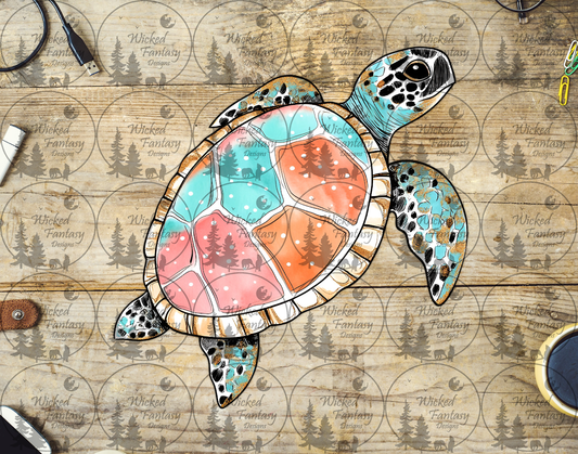UVDTF Patchwork Swimming Sea Turtle