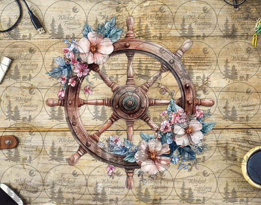 UVDTF Hibiscus Ship Wheel