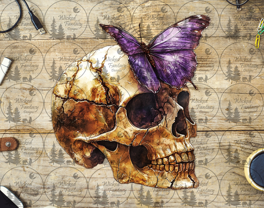UVDTF Skull and Purple Butterfly