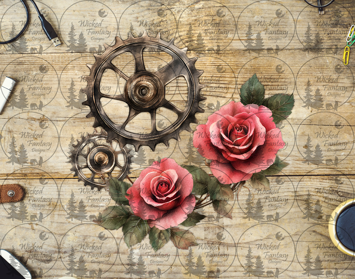 UVDTF Red Roses and Gears