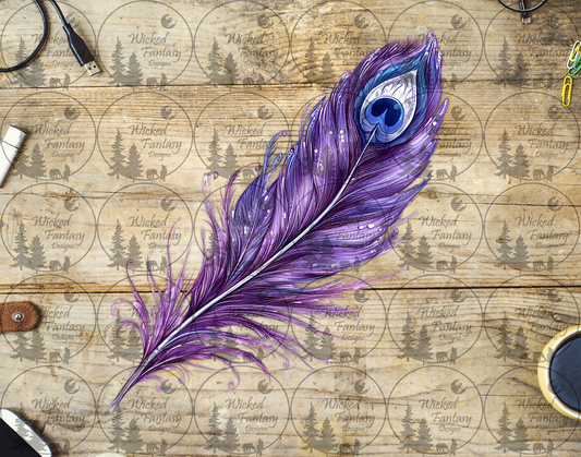 UVDTF Light Purple Peacock Feather