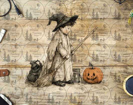 UVDTF Boy with Witch Hat and Broom