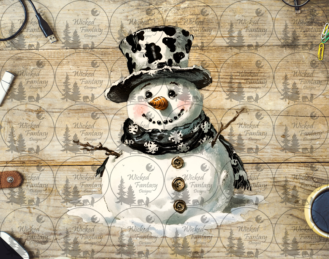 UVDTF Snowman with Cow Print Hat