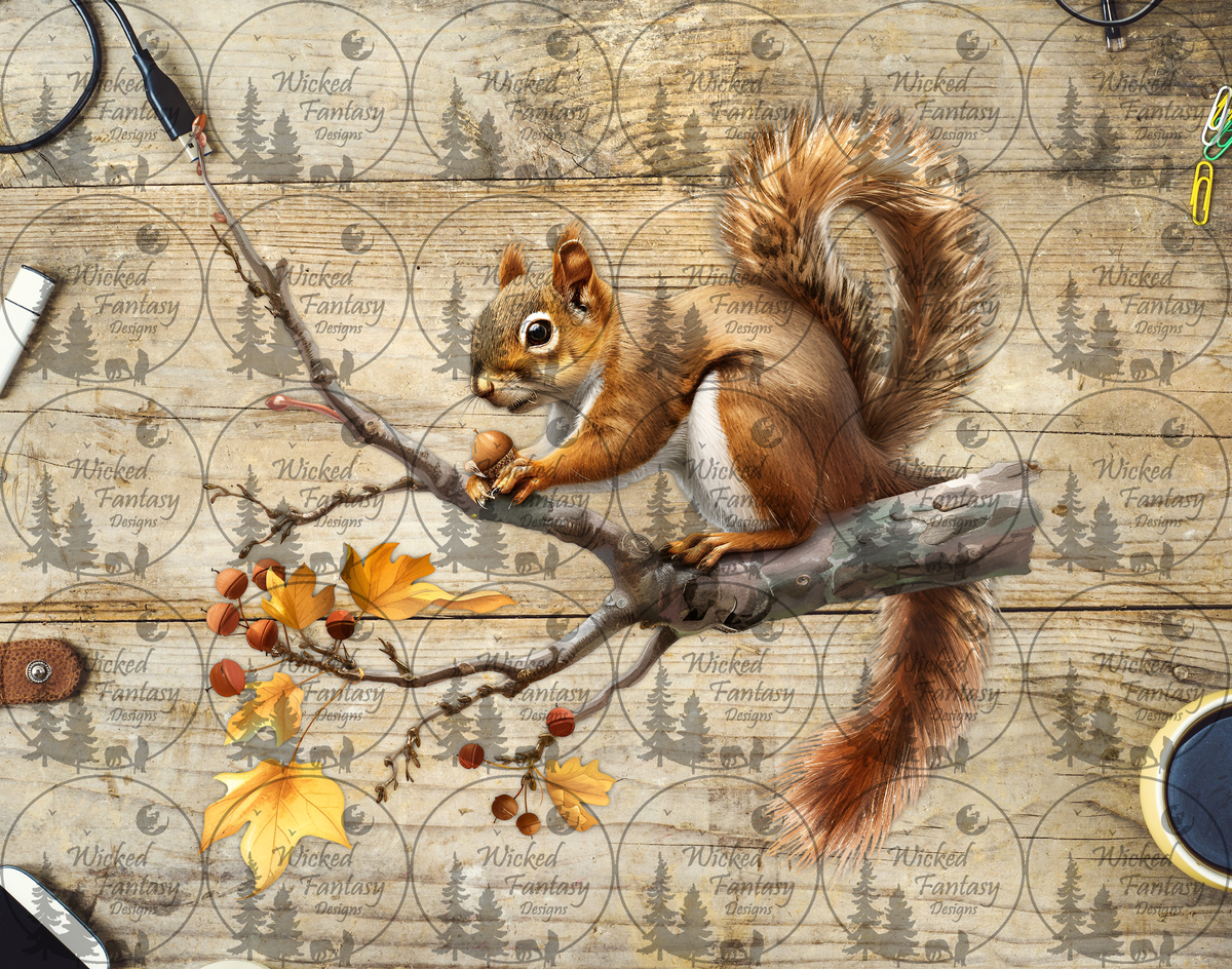 UVDTF Squirrel Gathering Acorns