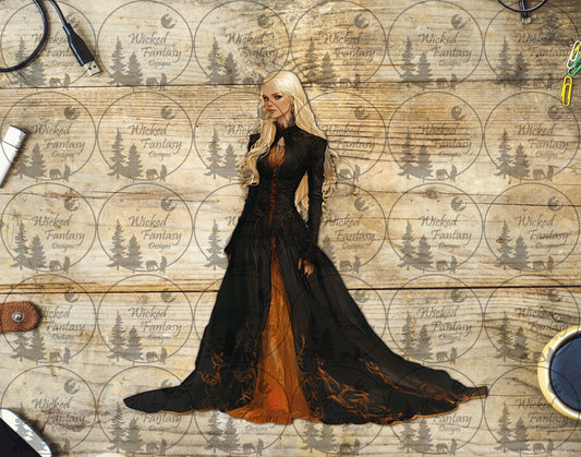 UVDTF Woman in Black and Orange