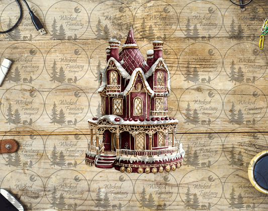 UVDTF Burgundy Winter Doll House