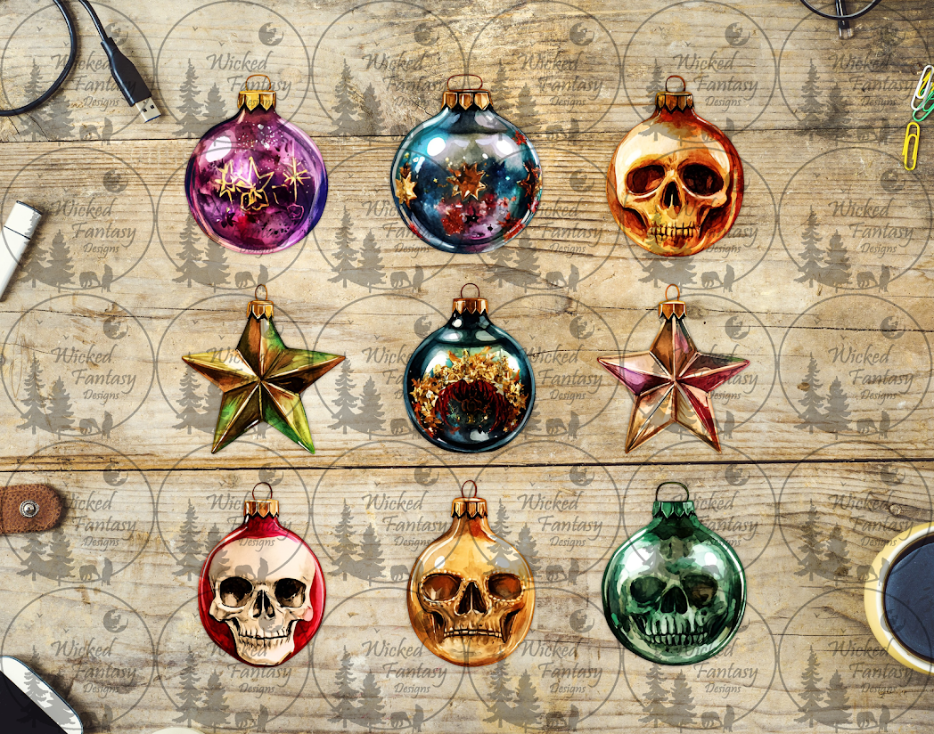 UVDTF Creepy Skull Ornaments Bow 6x7" Element