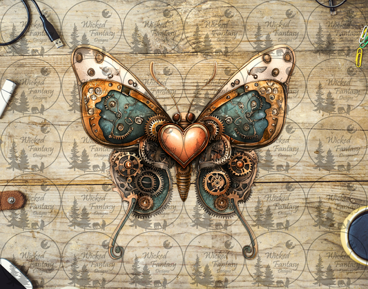 UVDTF Steampunk Butterfly Heart