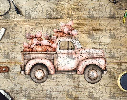 UVDTF Vintage Truck with Pumpkins and Bows